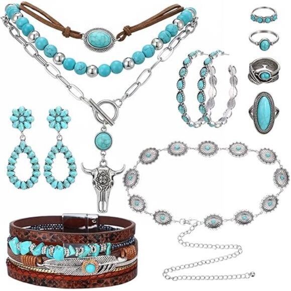 Western Jewelry Set Sofia Boho Turquoise Accessories Set for free-spirited woman - Picture 8 of 8